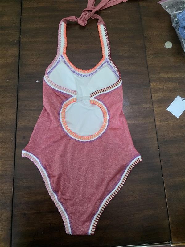 NWOT Pilyq Platinum M Crochet Halter Neck 1PC Teaberry Monokini SwimSuit 127109