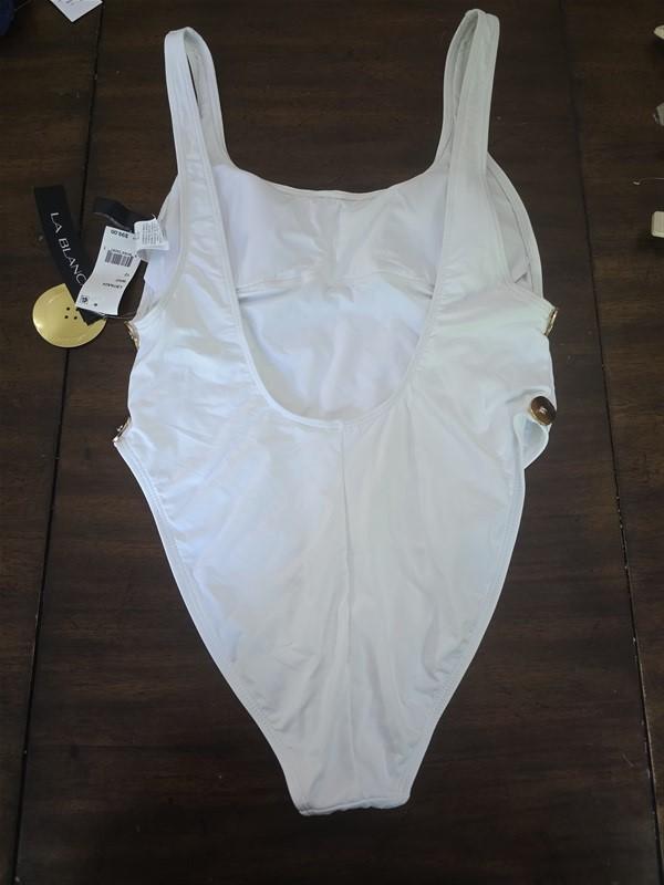 NWTD La Blanca 30th Anniversary 12 White 2-Button 1 PC Bathing Suit 127116