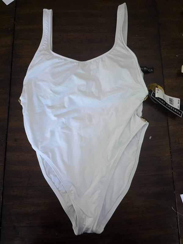 NWTD La Blanca 30th Anniversary 12 White 2-Button 1 PC Bathing Suit 127116