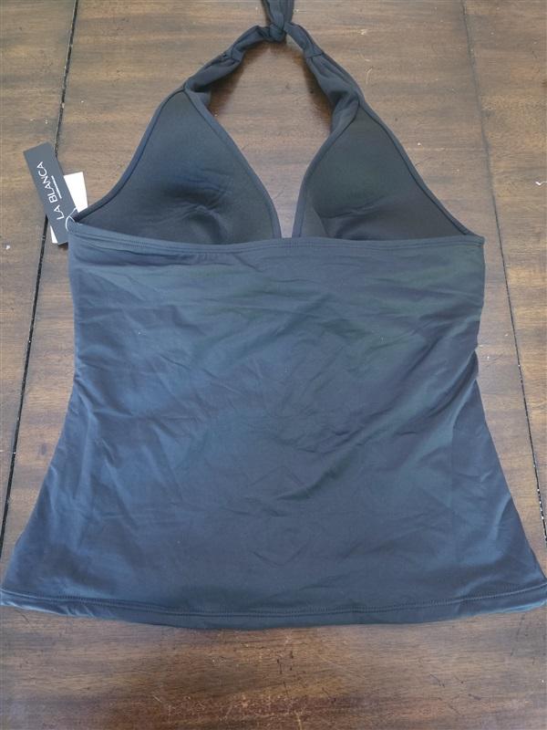 NWT La Blanca 14 Island Goddess Halter Tankini Top Swimsuit Black 127118