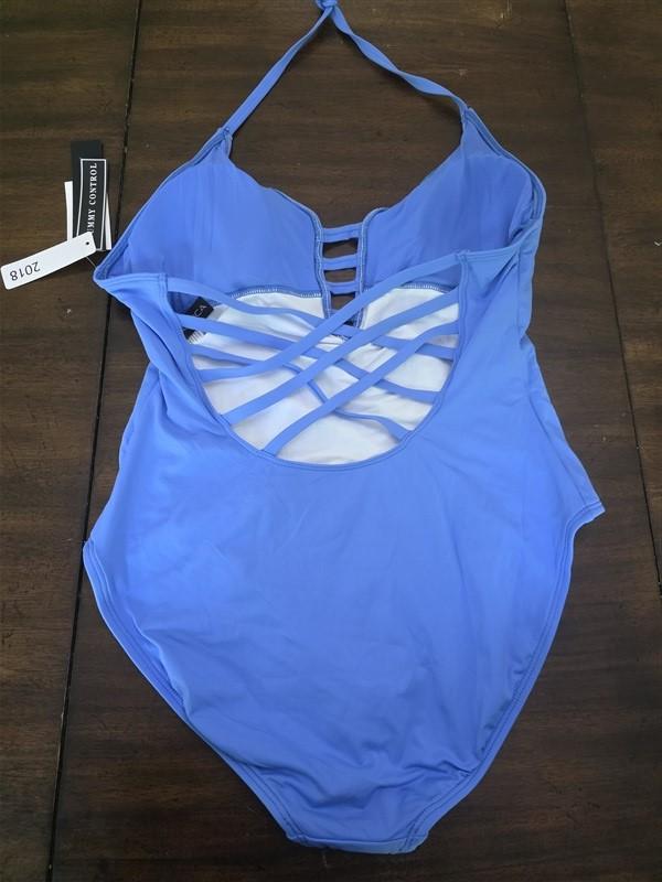 NWT La Blanca 16 Island Goddess Halter Mio 1PC Swimsuit Blue 127122