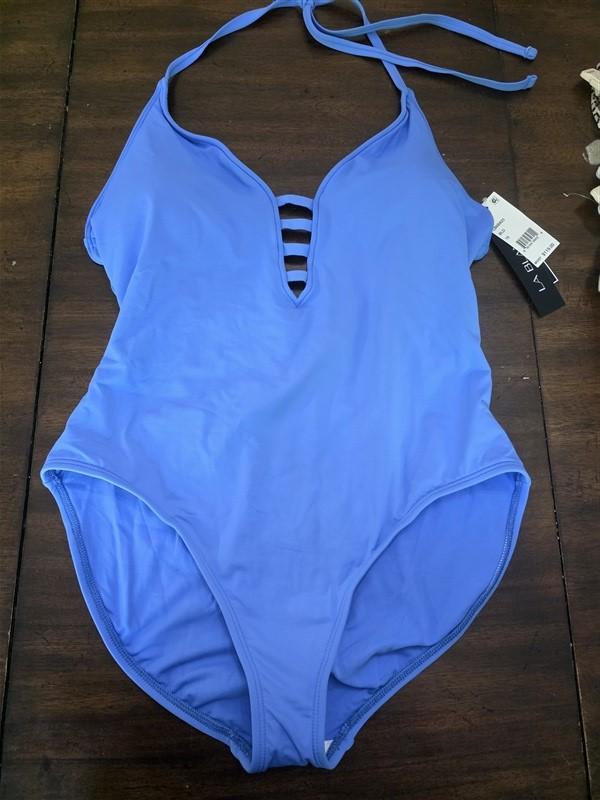 NWT La Blanca 16 Island Goddess Halter Mio 1PC Swimsuit Blue 127122
