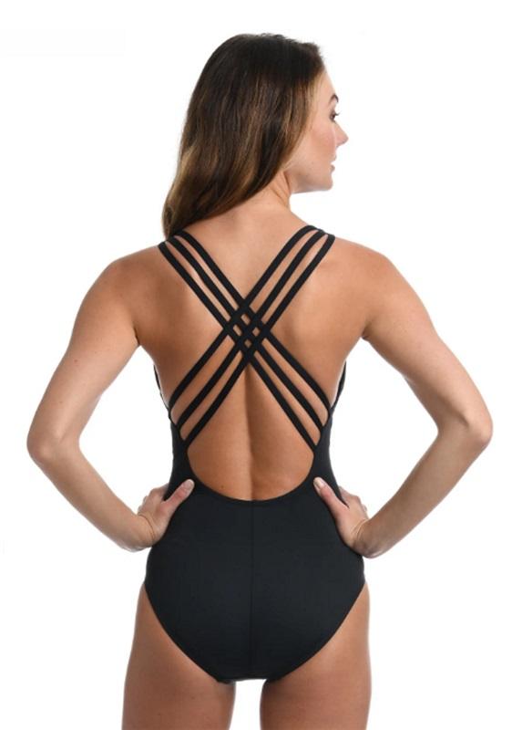 NWT La Blanca 12 By The Sea Multi Strap Cross Back Mio Swimsuit 127126