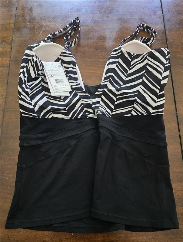 NWT Profile By Gottex 20W Black White Marble Tankini Swimsuit 127131