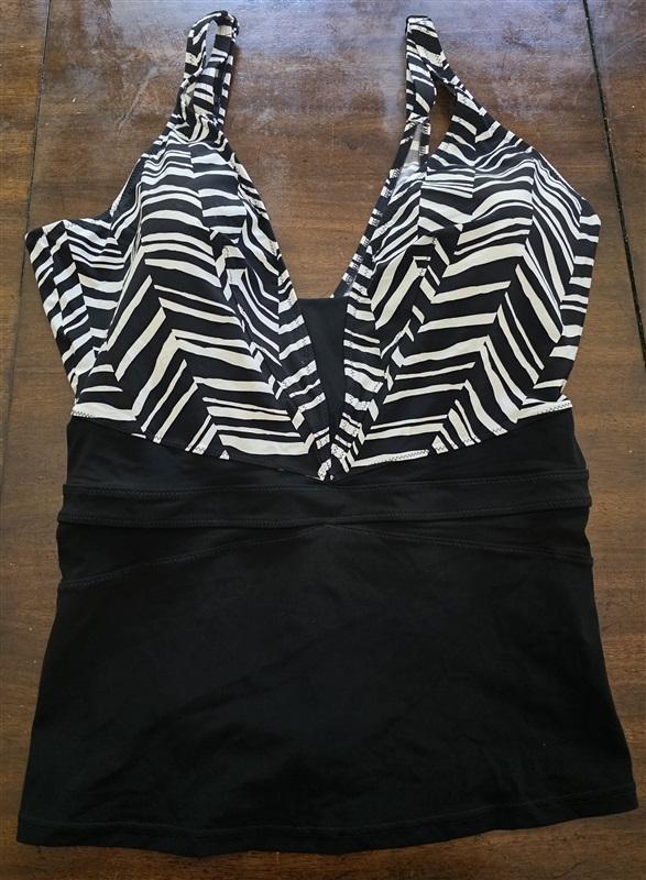 NWT Profile By Gottex 20W Black White Marble Tankini Swimsuit 127131