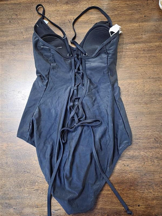 NWT La Blanca 12 Island Goddess Surplice Mio One-Piece Swimsuit Black 127134