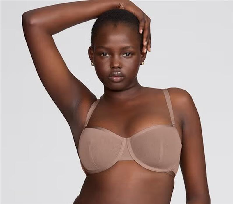 NWOT CUUP 32E The Balconette Mesh Beige Sheer Underwire Bra 127160