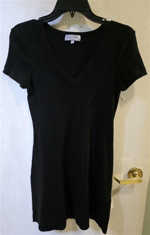NWOT Michael Stars XS Black T Shirt Dress V Neck 127177