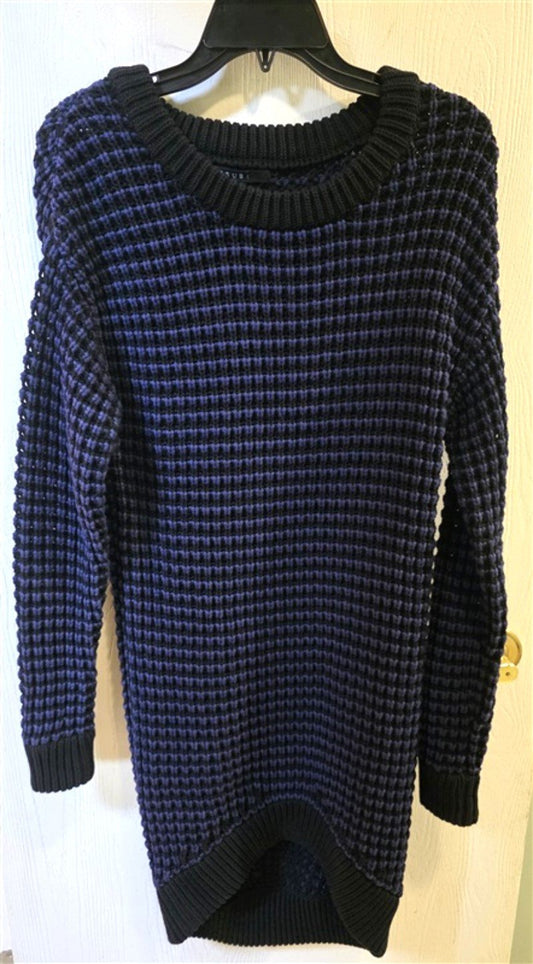 NWOT KSUBI S Long Sleeve Chunky Sweater Dress Blue Black 127178