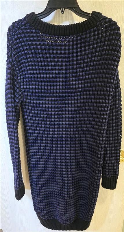 NWOT KSUBI S Long Sleeve Chunky Sweater Dress Blue Black 127178