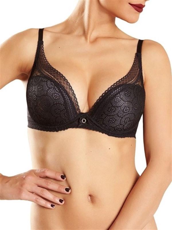 NWT Chantelle 30DD Festivite Contour Plunge Bra 3682 Black Lace 127186