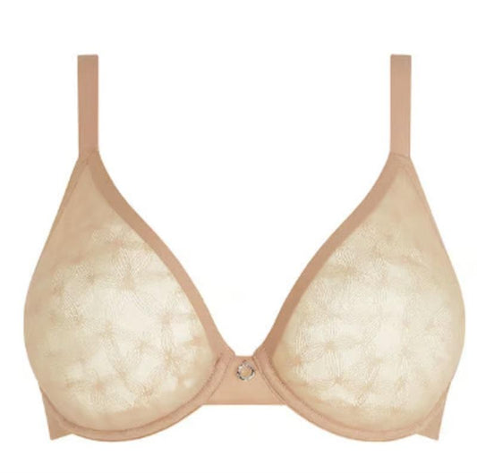 NWT Chantelle 34H Stella Lace Unlined Underwire Bra 14IM Beige 127187