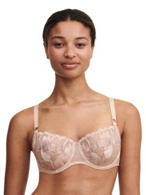 NWT Chantelle 36DDD Chantelle Fleurs Signature Balconette Bra 12M50 Beige 127195