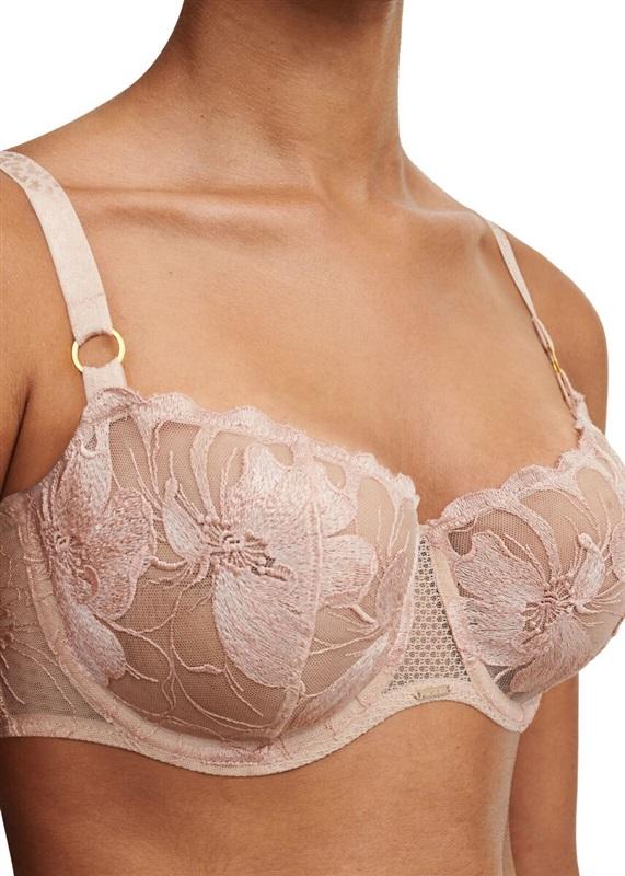 NWT Chantelle 36DDD Chantelle Fleurs Signature Balconette Bra 12M50 Beige 127195
