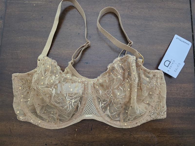 NWT Chantelle 34DD Chantelle Fleurs Signature Demi Bra 12Q5 Gold 127221