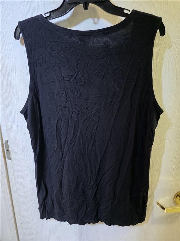NWOT Eileen Fisher L 100% Silk Jersey Scoop Neck Tank Black 127246