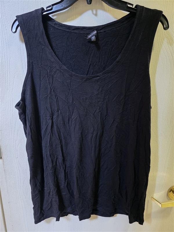 NWOT Eileen Fisher L 100% Silk Jersey Scoop Neck Tank Black 127246