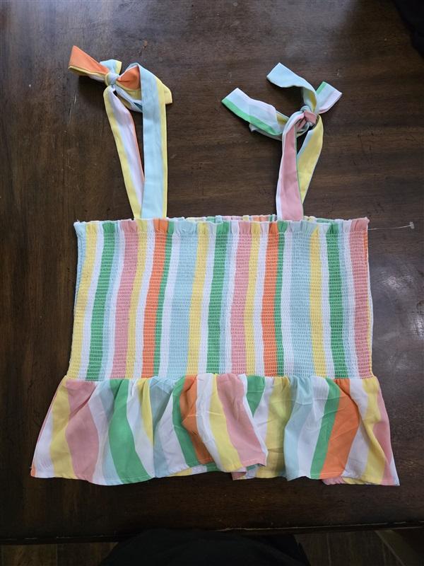 NWOT CHANCE OR FATE Sleeveless Smocked Tube Top Bow Shoulder Tie 127247