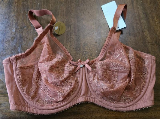 NWT Wacoal 34D Chantilly Lace Retro Chic 855186 Brown Bra Free Ship 127254