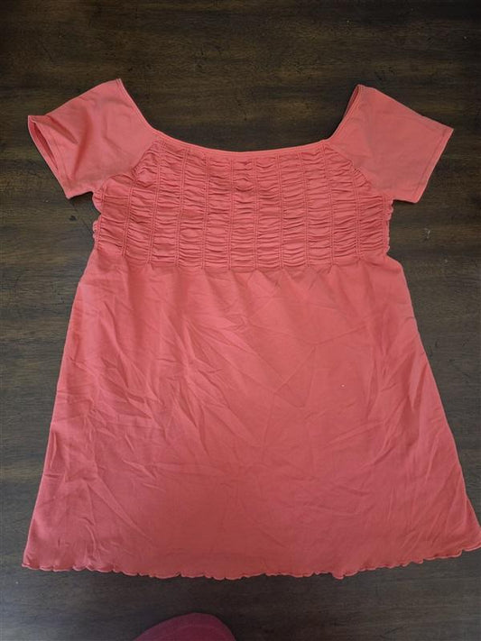 NWOT Last Tango S/M Ruched Baby Doll Orange SS Top 127257