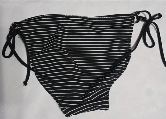 NWOT Robin Piccone M Blue Striped Side Tie Bikini Swim Bottom 127268