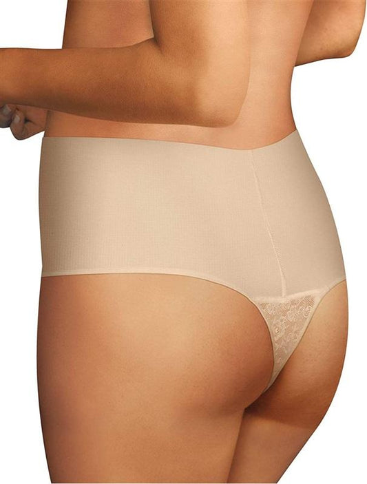 NWOT Maidenform SM Tame Your Tummy Lace Thong DM0049 Beige 127269