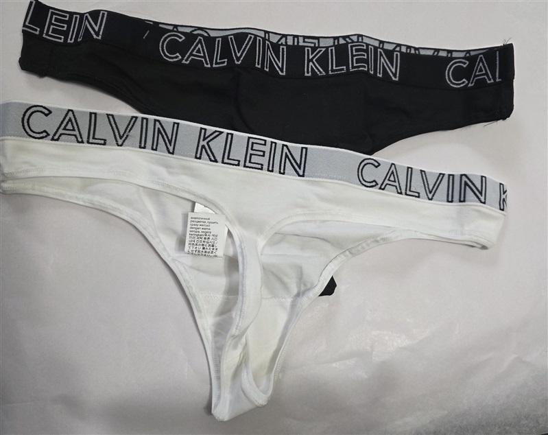 NWPT Calvin Klein LG Seamless Logo Thong Panty QP16390 White Black 127336