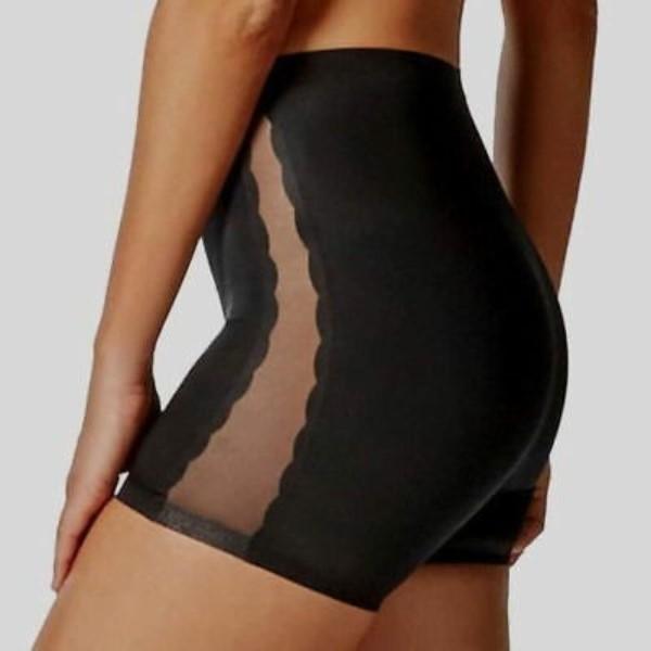 NWOT Assets M Red Hot Spanx Luxe & Lean Scalloped Girl Short 10077R Blk 127425