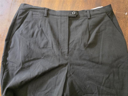 NWT Sag Harbor 12 Pants Dress Trousers Stretch Button Front Black 127553