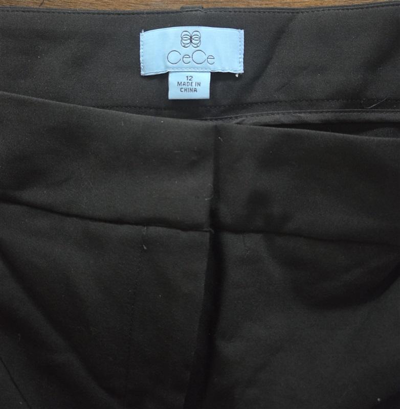 NWT CeCe 12 Essentials Pants Rich Black Stretch Zip Up Trousers 127554