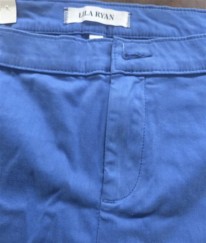 NWT Lila Ryan 12P The Zuri Tapered Trouser Brushed Sateen Bright Blue 127560