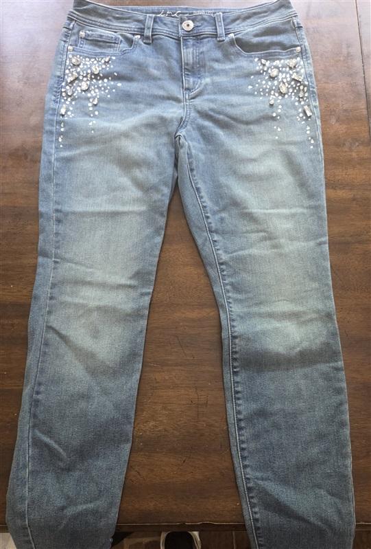 NWOT INC 10 Rhinestone Skinny Leg Regular Fit Jeans 127561