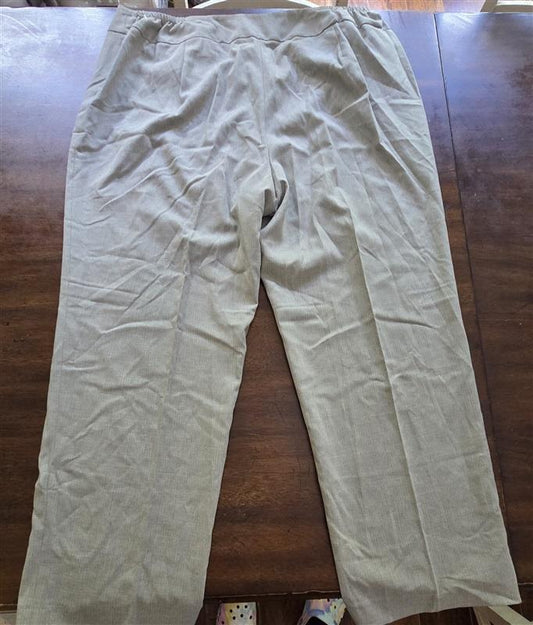 NWOT Le Suit Pants Sz 20W Pinstripe Dress Trousers Gray Green 127576