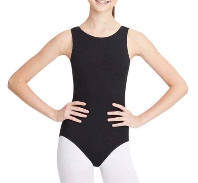 NWT CAPEZIO Medium High-Neck Tank Leotard CC201 Black 127580