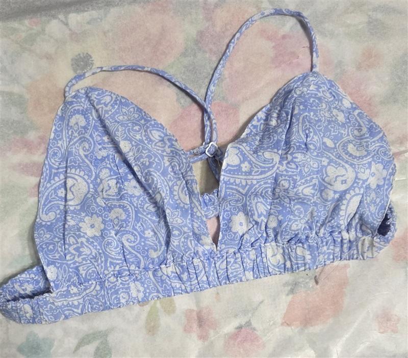 NWOT Emory Park M Blue White Triangle Bralette Cotton Bra 127616
