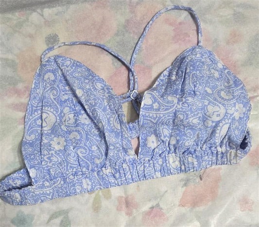 NWOT Emory Park M Blue White Triangle Bralette Cotton Bra 127616