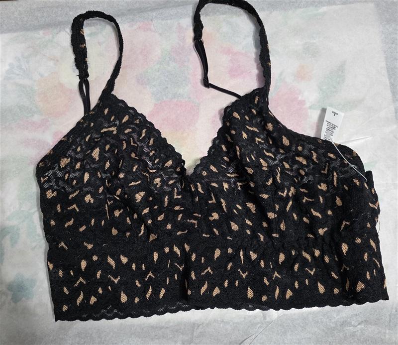NWOT Hanky Panky S leopard Bralette Bra 'Retro' Animal Print Black 127624
