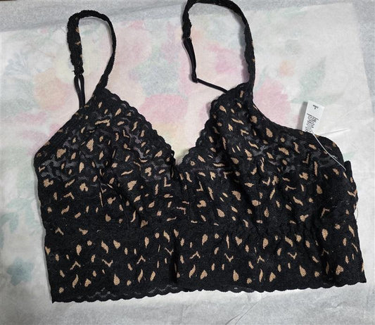 NWOT Hanky Panky S leopard Bralette Bra 'Retro' Animal Print Black 127624
