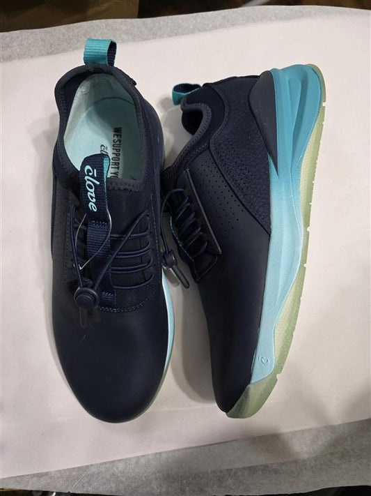 NWOT Clove 8.5 Classic Nursing Tennis Slip Resistant Shoes Navy Blue Aqua 127666
