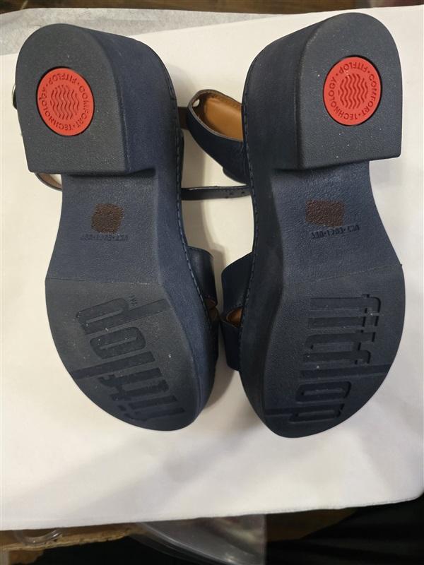 NWOT FitFlop 9 Platform Ankle Wrap Sandals Navy Blue 127669