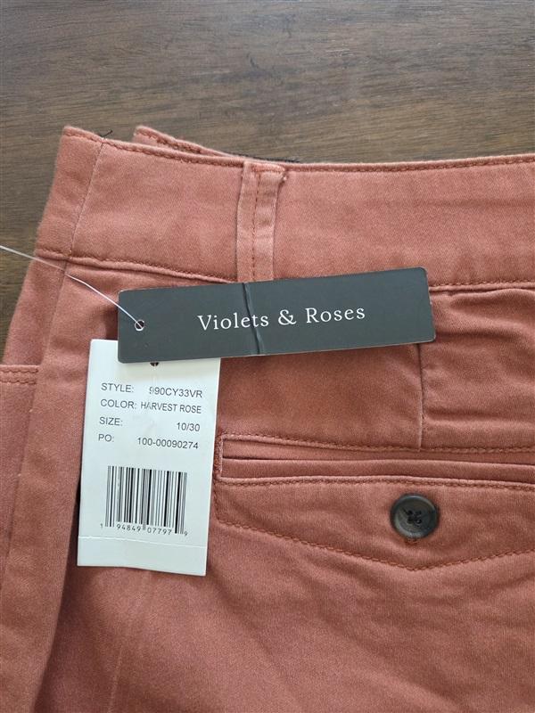 NWT Violets & Roses 10 30 Slim Straight Trouser Pants Harvest Rose 127713