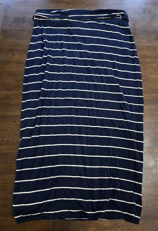 NWT Max Studio L Blue White Stripe Tube Skirt Fold Over Waist Stretch Knit 127722
