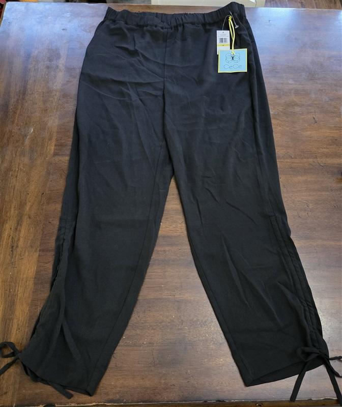 NWT CeCe M Essentials Pants Solid Ruched Ankles Rich Black 127723