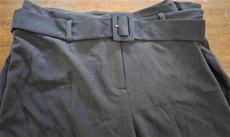 NWOT Alfani 16 Belted Wide Leg Pants Black 127755