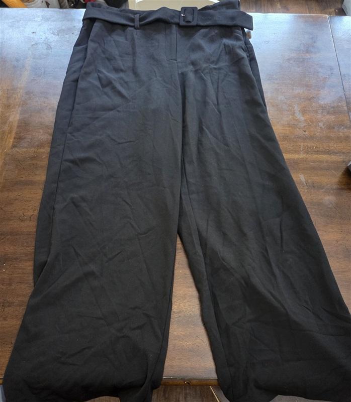 NWOT Alfani 16 Belted Wide Leg Pants Black 127755