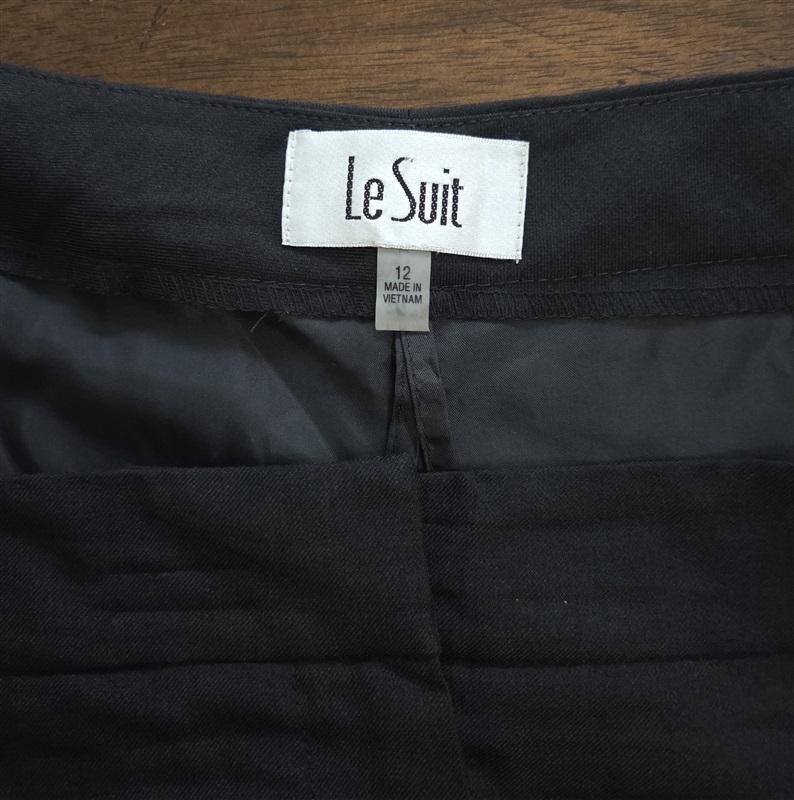 NWOT Le Suit Pants Sz 12 Black Solid Dress Trousers 127758