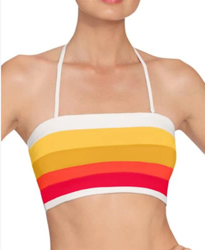 NWOT Robin Piccone M Casey Color Block Sunrise Banded Bikini Top 127763