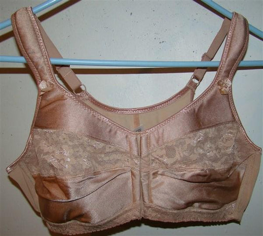 NWOT Comfort Choice 48DD Soft Cup Lace Front Hook Bra Easy Enhancer Beige 127839