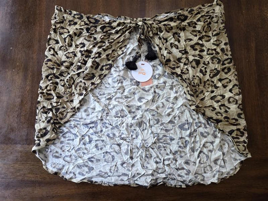 NWT PIlyq Leo Animal Print Tassel Sarong Swim Cover up 127883