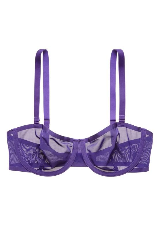 NWOT CUUP 36E The Balconette Mesh Purple Sheer Underwire Bra 127891